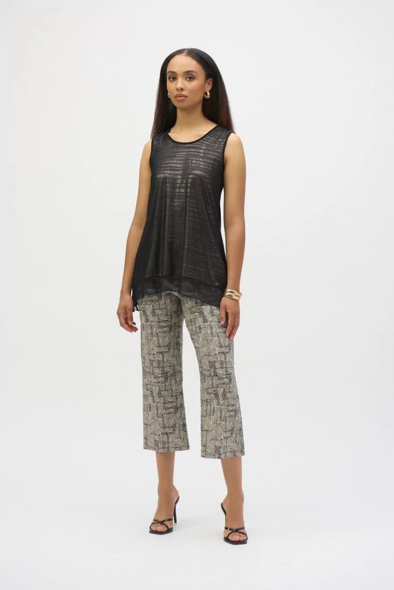 Mesh Over-Lay Metallic Tank, Color: Black/ Gold, Size: 10
