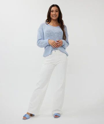 Tape Yarn Knit Sweater, Color: Lt. Blue, Size: XS/ S