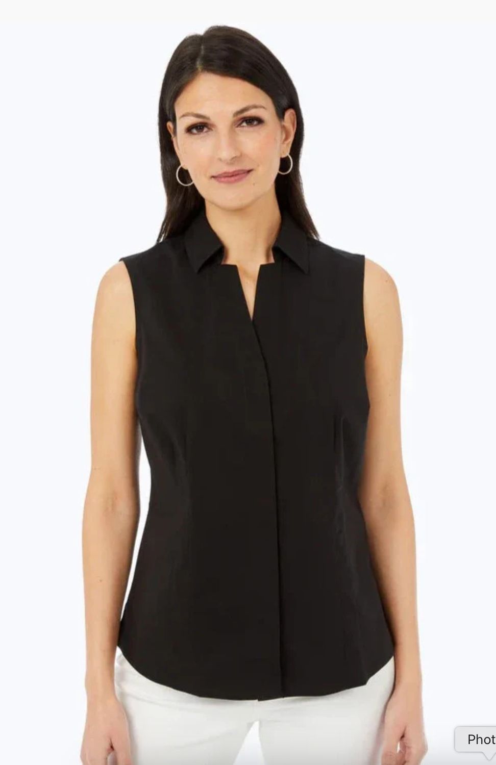 Tailored Sleeveless Blouse, Color: Black, Size: 6