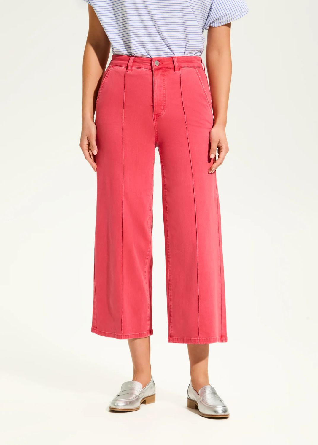 Wide Leg Crop, Color: Rouge, Size: 6