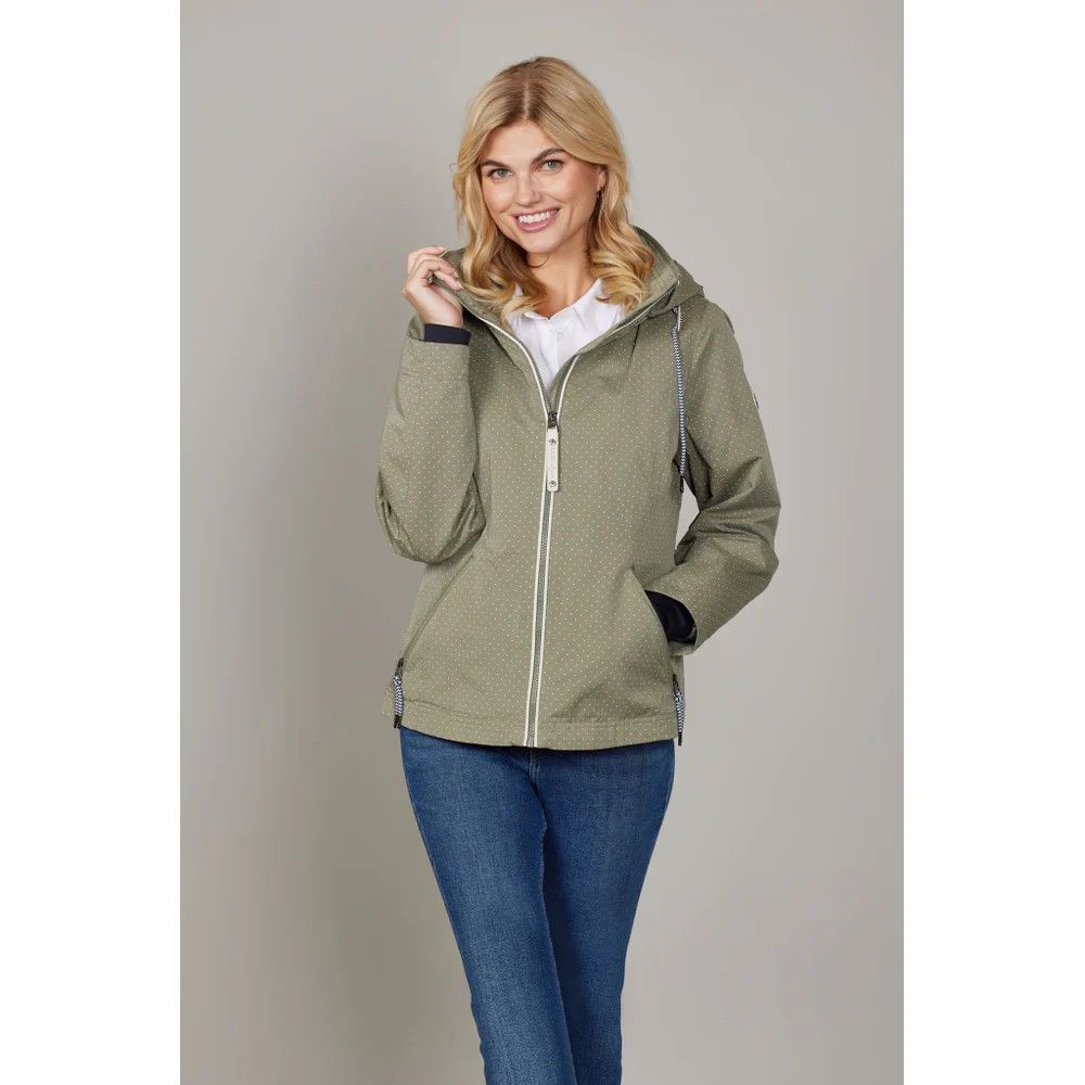 Micro Diamond Print Spring coat, Color: Olive, Size: 6