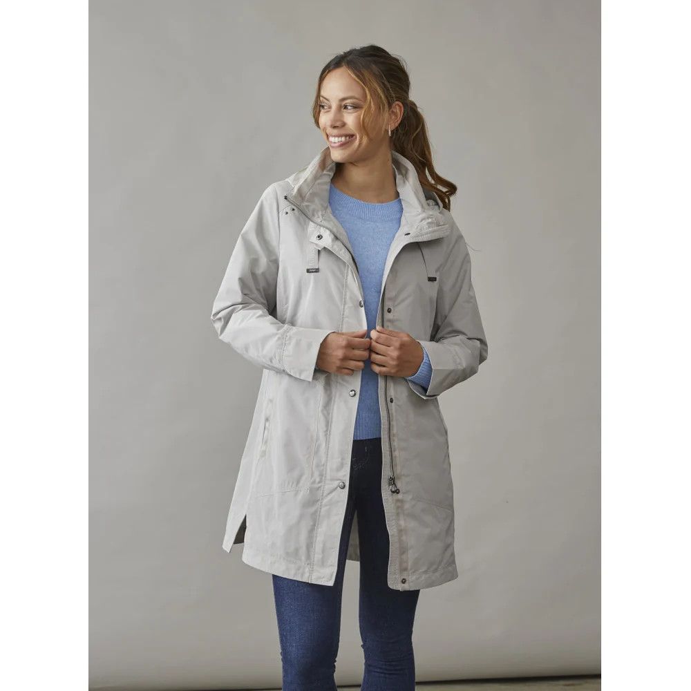 Spring Long Hooded Coat, Color: Off- White, Size: 16