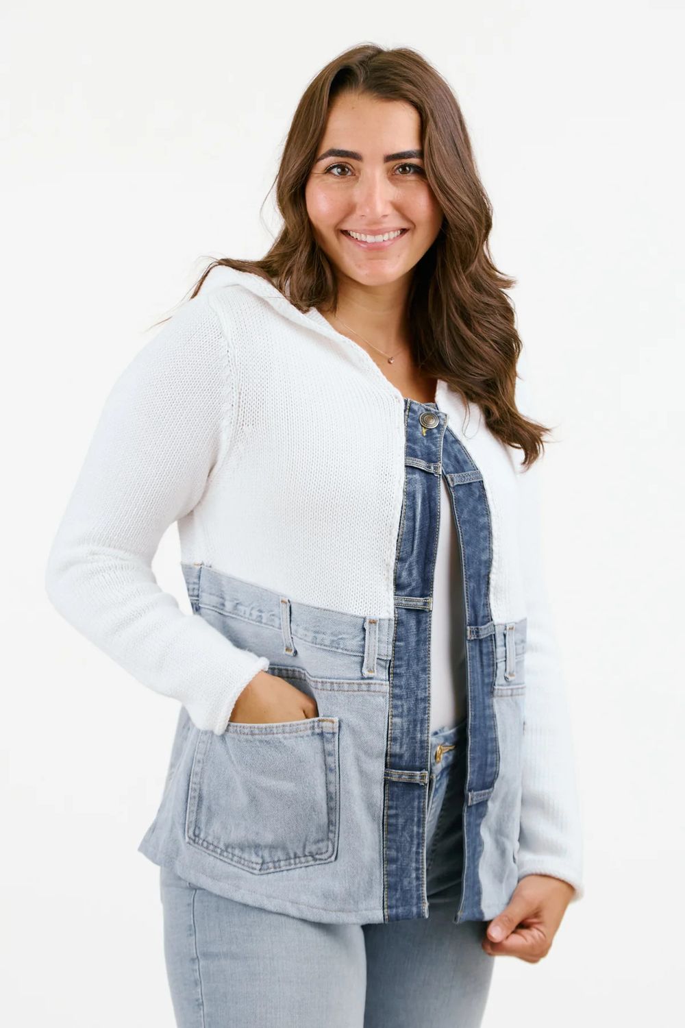 Georgia Cardi , Color: White/ Denim, Size: S