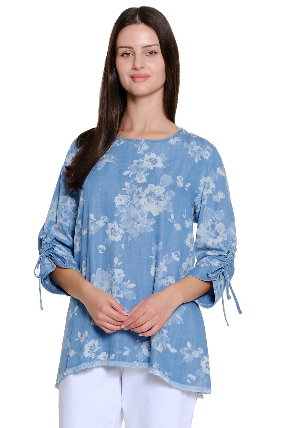 Lace- Up Back Chambary Top, Color: Denim, Size: S