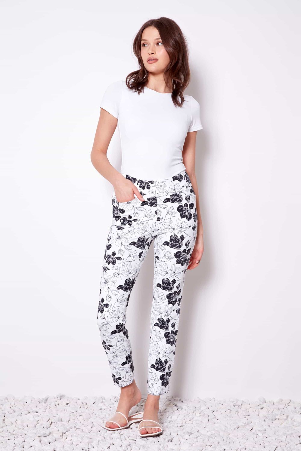 Printed Soft Stream Ankle Pant, Color: Magnolia, Size: 8