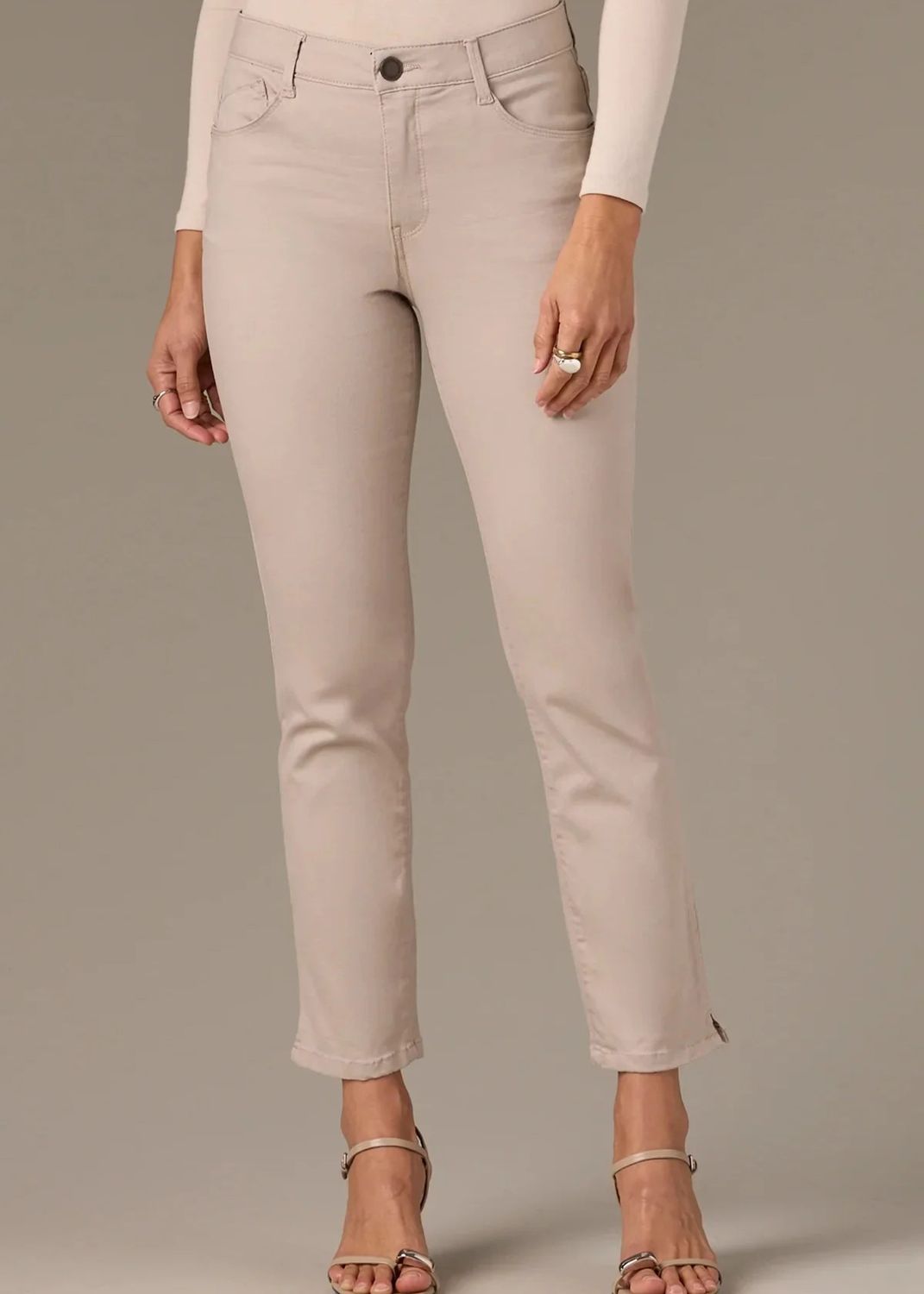 High- Rise Skinny Pant , Color: Taupe, Size: 8`