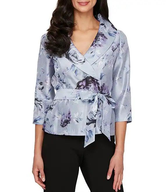 Floral Print Organza Blouse, Color: Purple Mix, Size: S