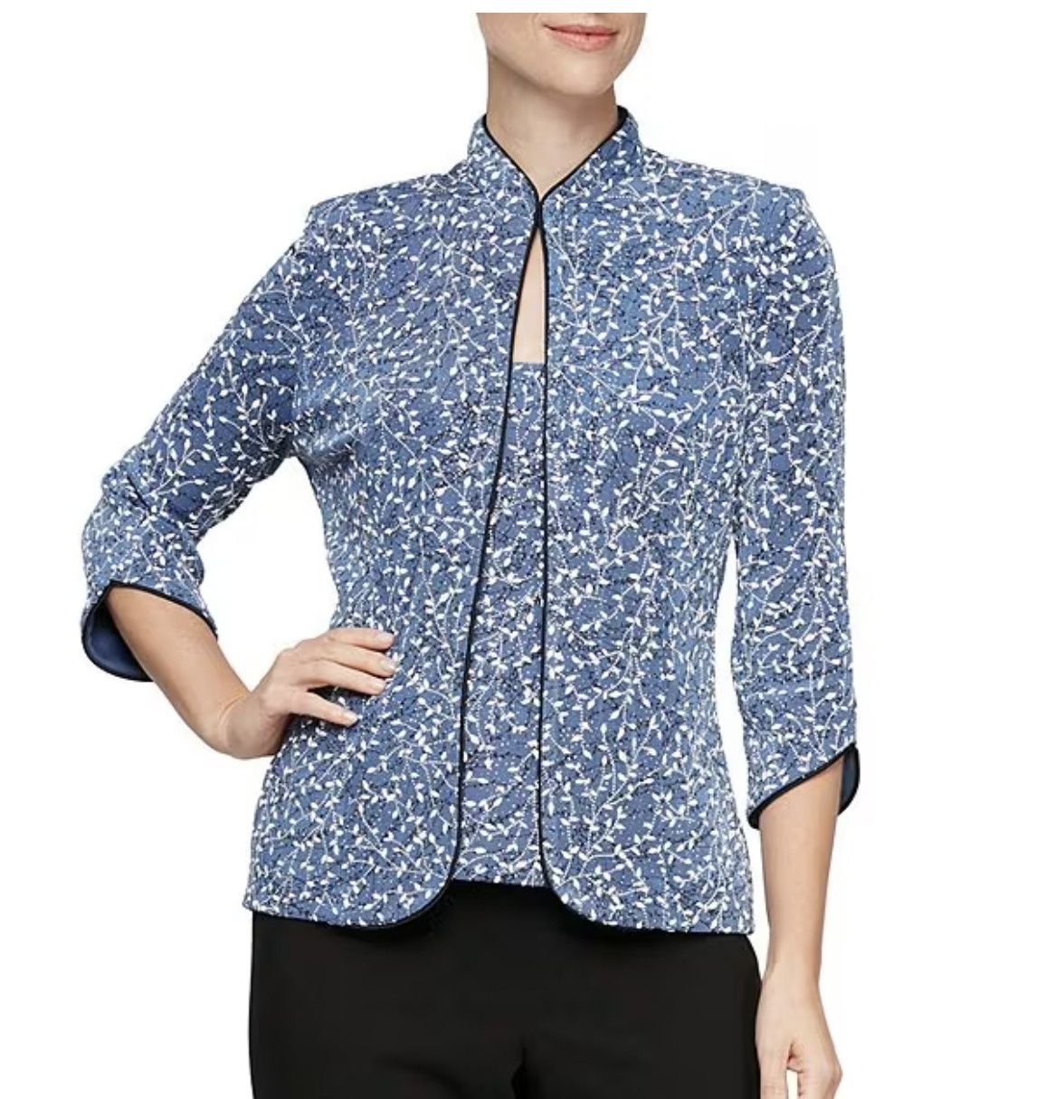 Glitter Knit Twinset Plus, Color: Wedgewood, Size: 1X
