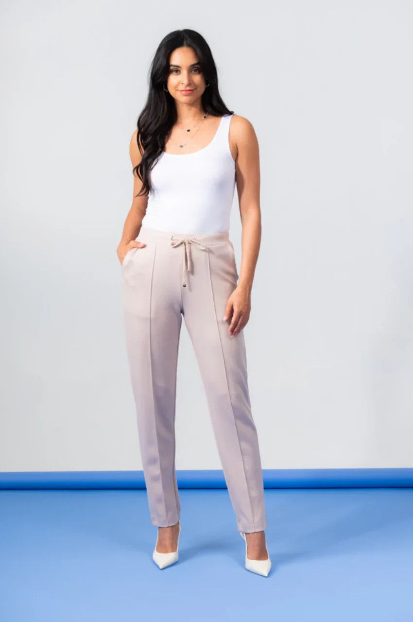 Tailored Drawstring Pant, Color: Taupe, Size: XS