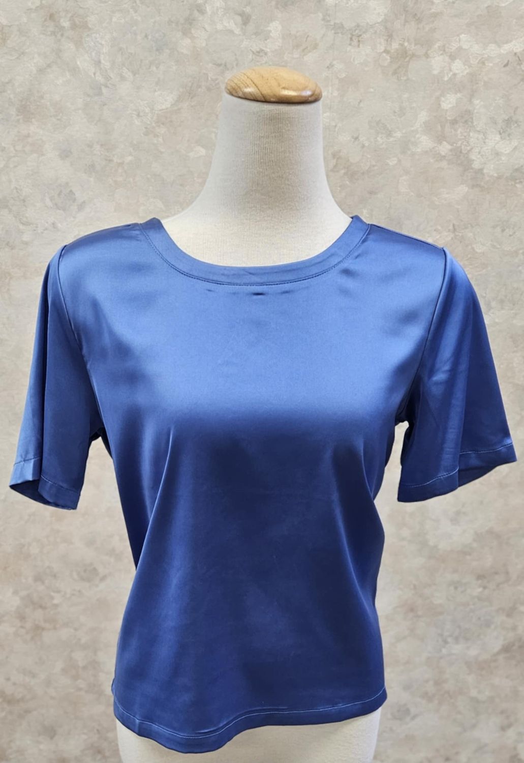 Silk Knit T-Shirt , Color: Royal, Size: S