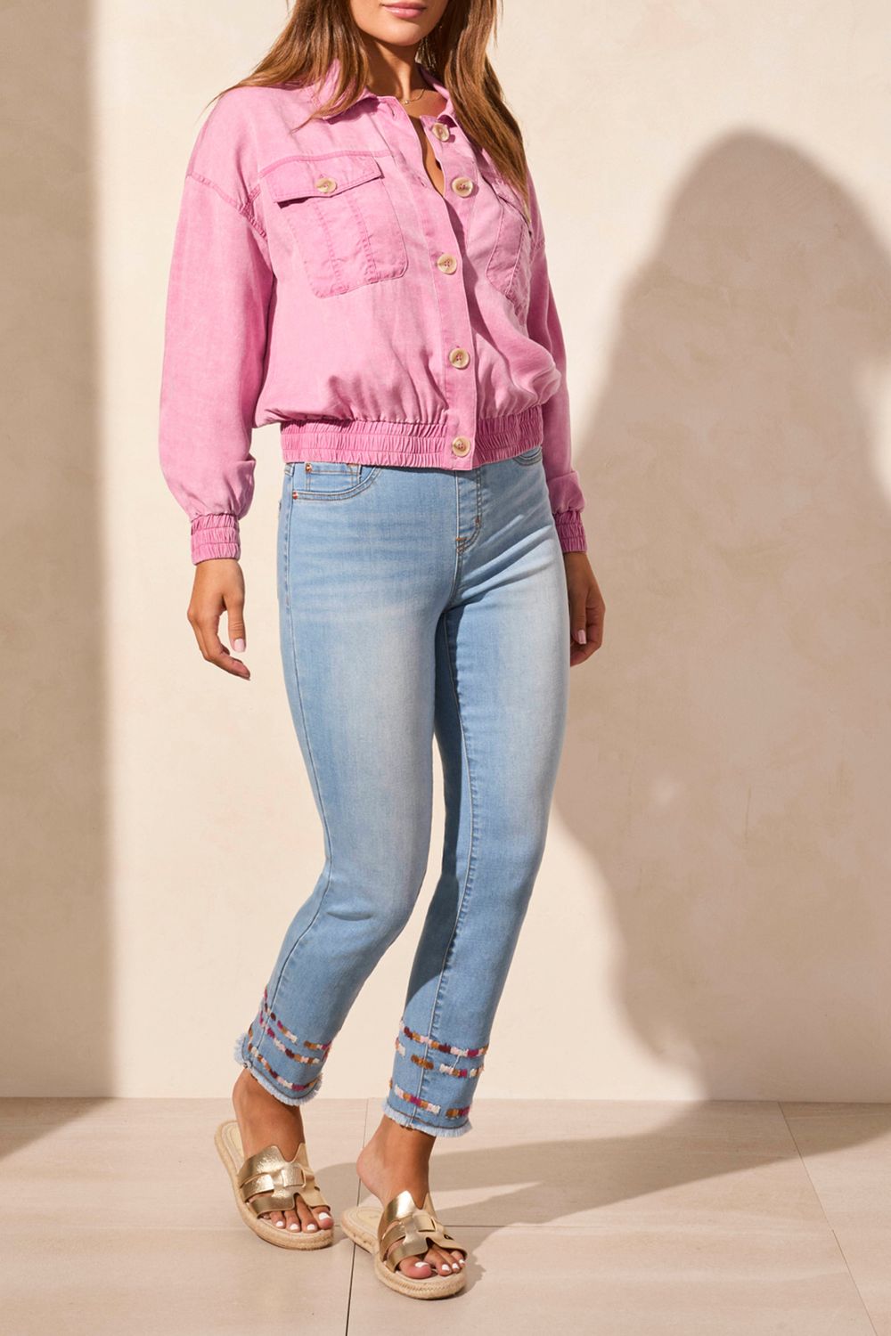 Elastic Waist Jacket , Color: OrchidSky, Size: M