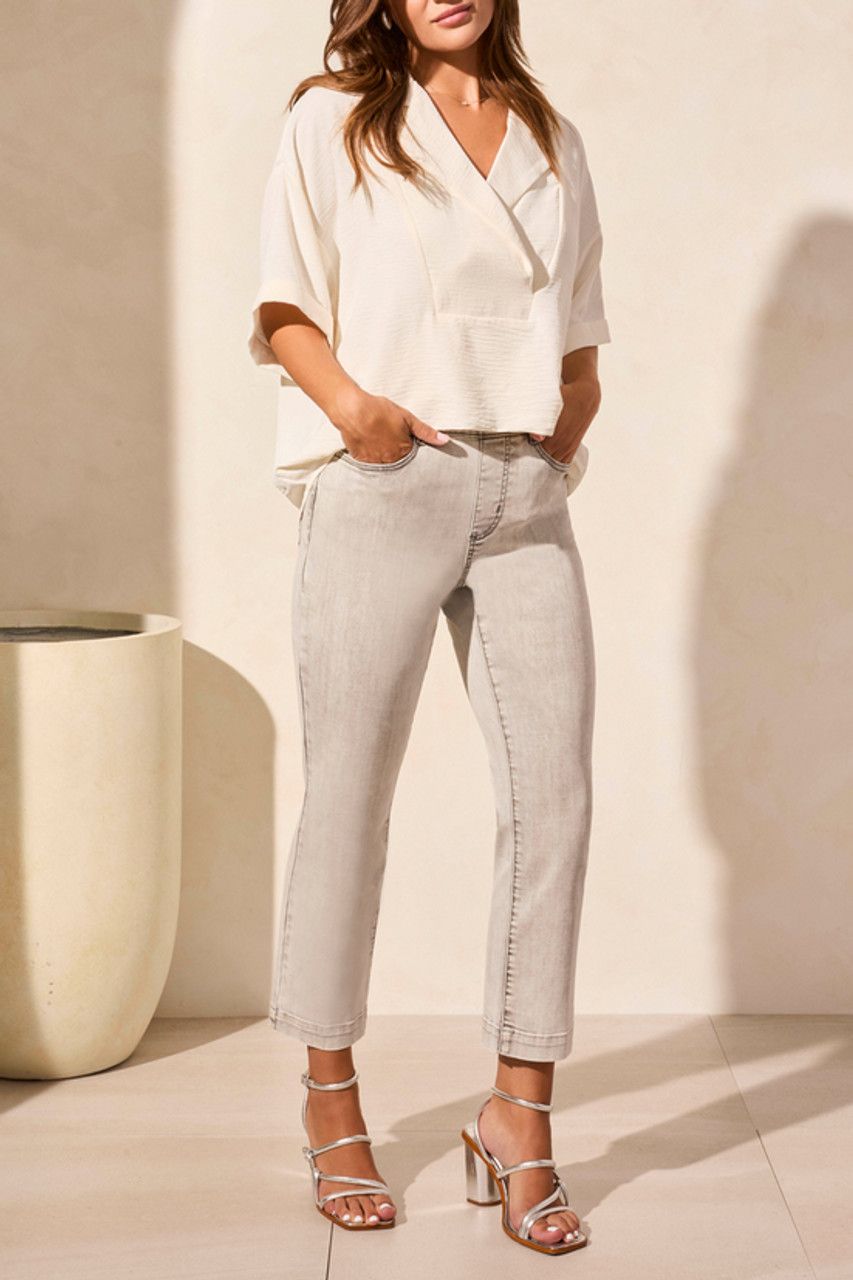 Flowy Pop-Over Lapel Collar Blouse, Color: CocoMilk, Size: XS
