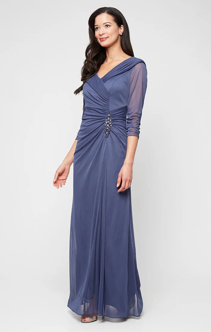 Portrait Collar Embellished Ruch Dress, Color: Violet, Size: 10