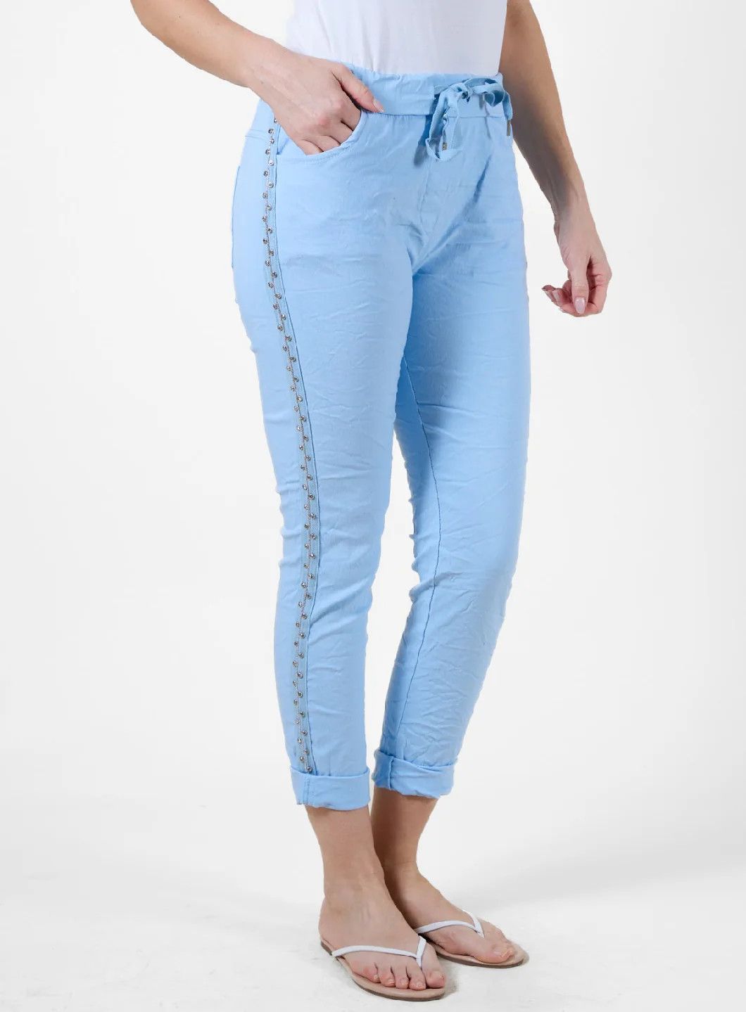 Embellished Cuffed Jogger, Color: AiryBlue, Size: S