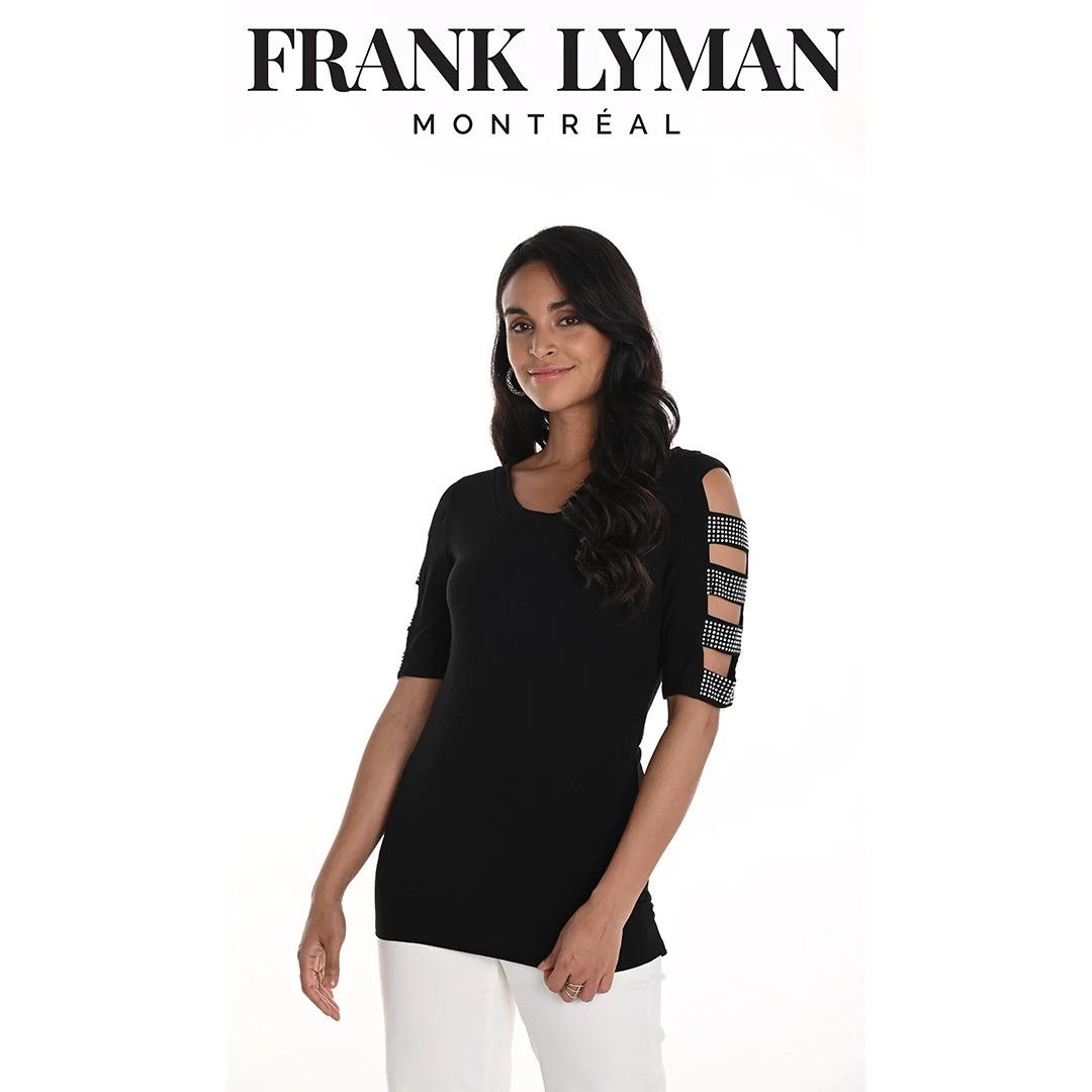 Daimante strap sleeve top, Color: Black, Size: S