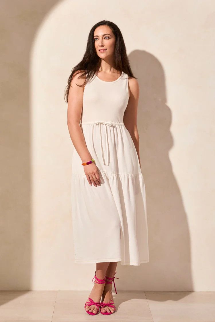 Mix Media Boat Neck Dress, Color: CocoMilk, Size: S