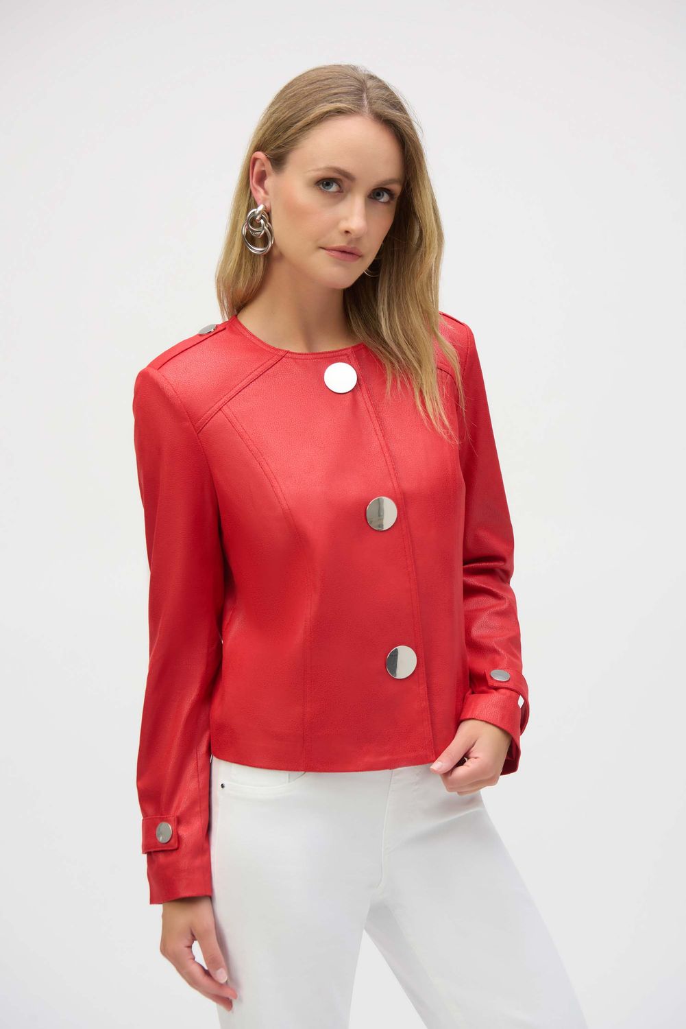 Faux Suede Boxy Jkt, Color: Radiant Red, Size: S