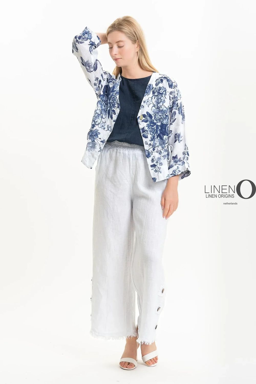 French Linen Print Jtk, Color: Bianco Mix, Size: S