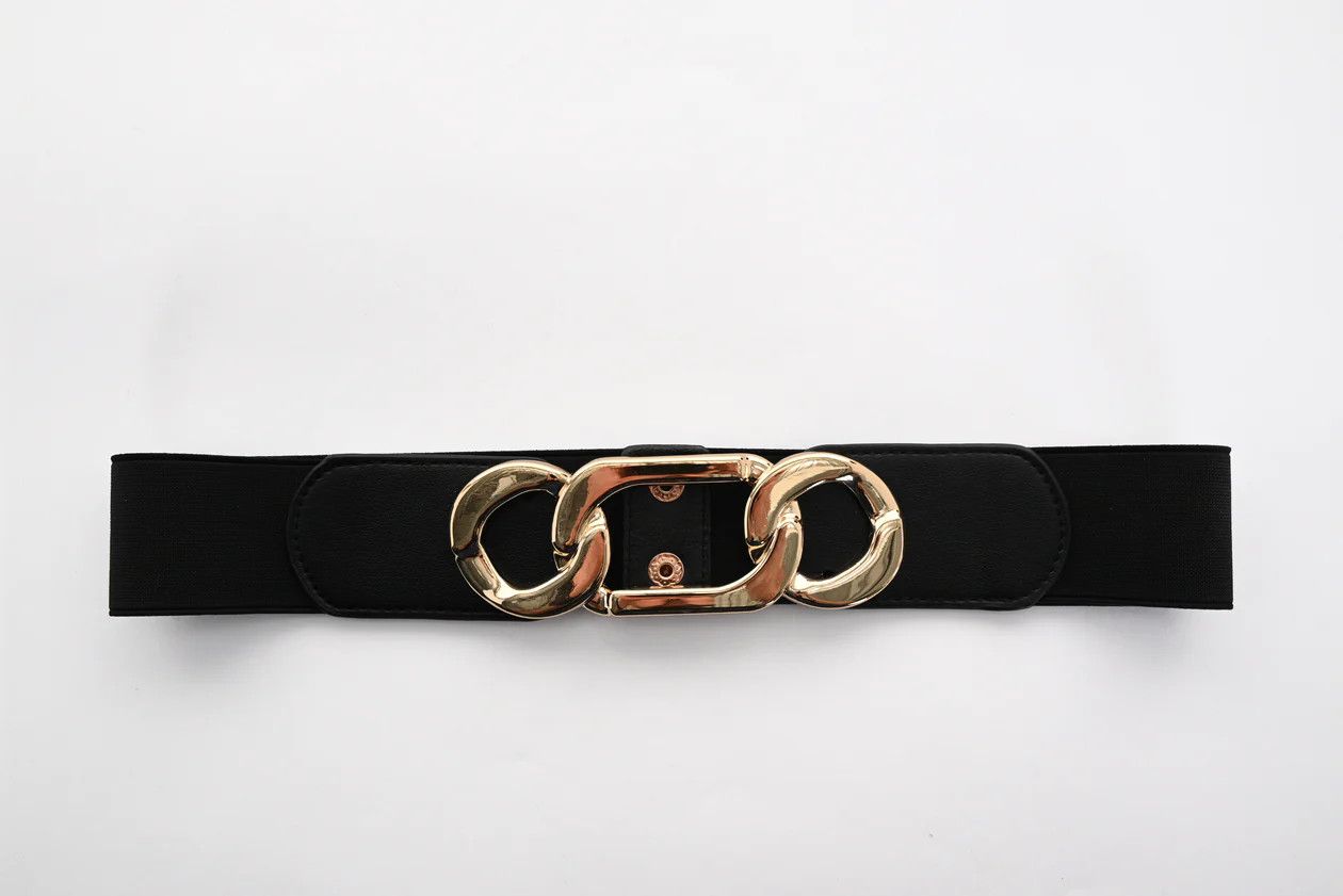Gold Buckle Belt, Color: Black/ Gold, Size: S