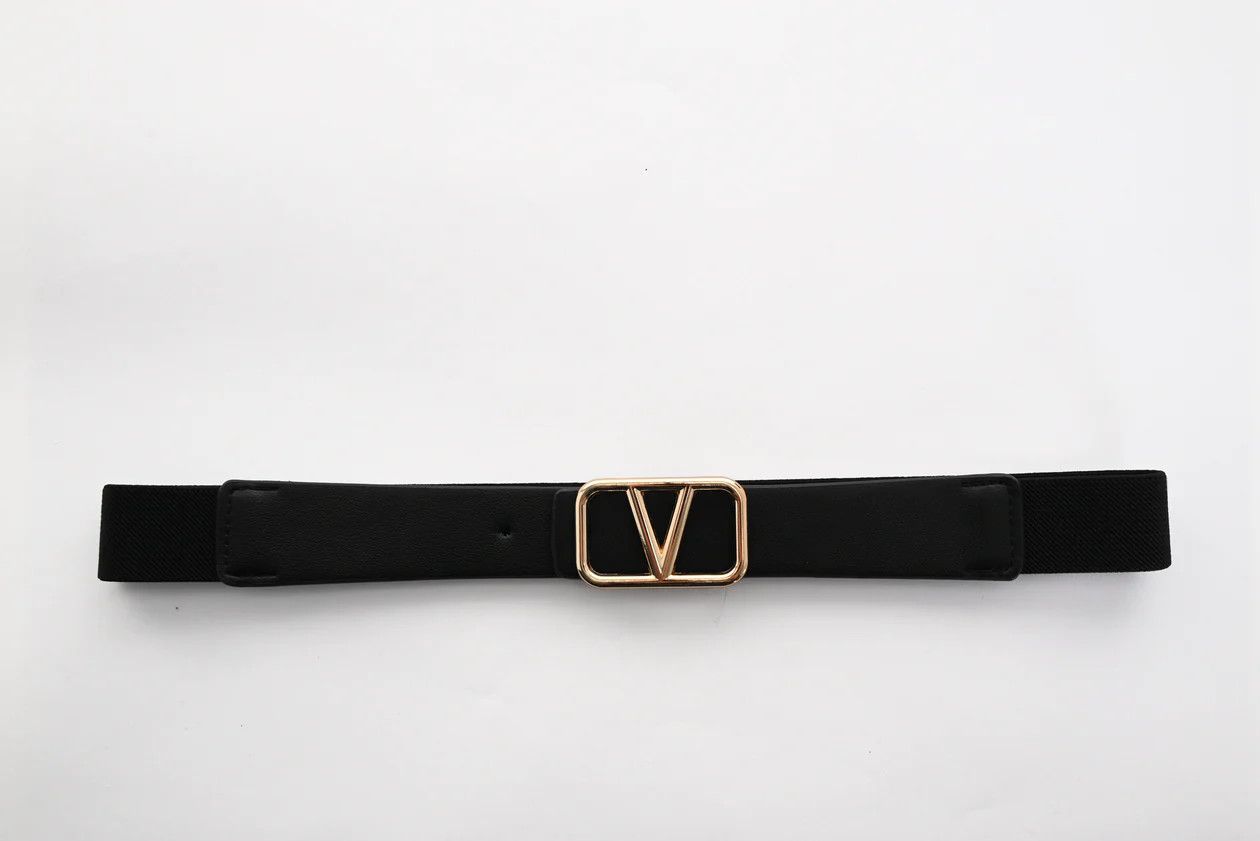 Small Gold Buckle Belt, Color: Black/ Gold, Size: S