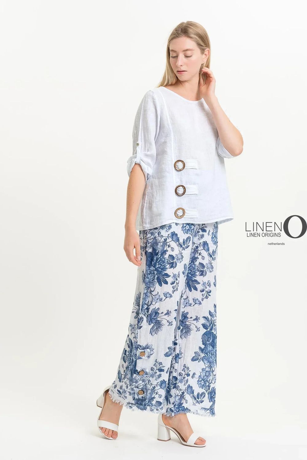 French Linen 3 Button Detail Top, Color: White, Size: XS