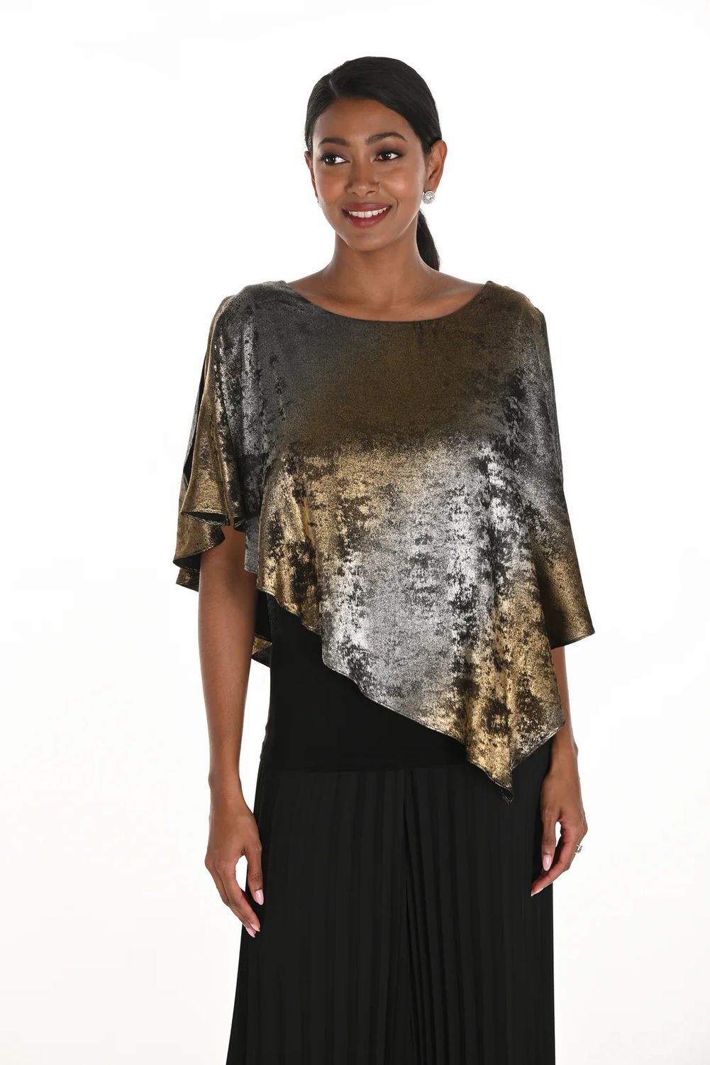 Foil Metallic Cape Top, Color: Gold/Silver, Size: 14