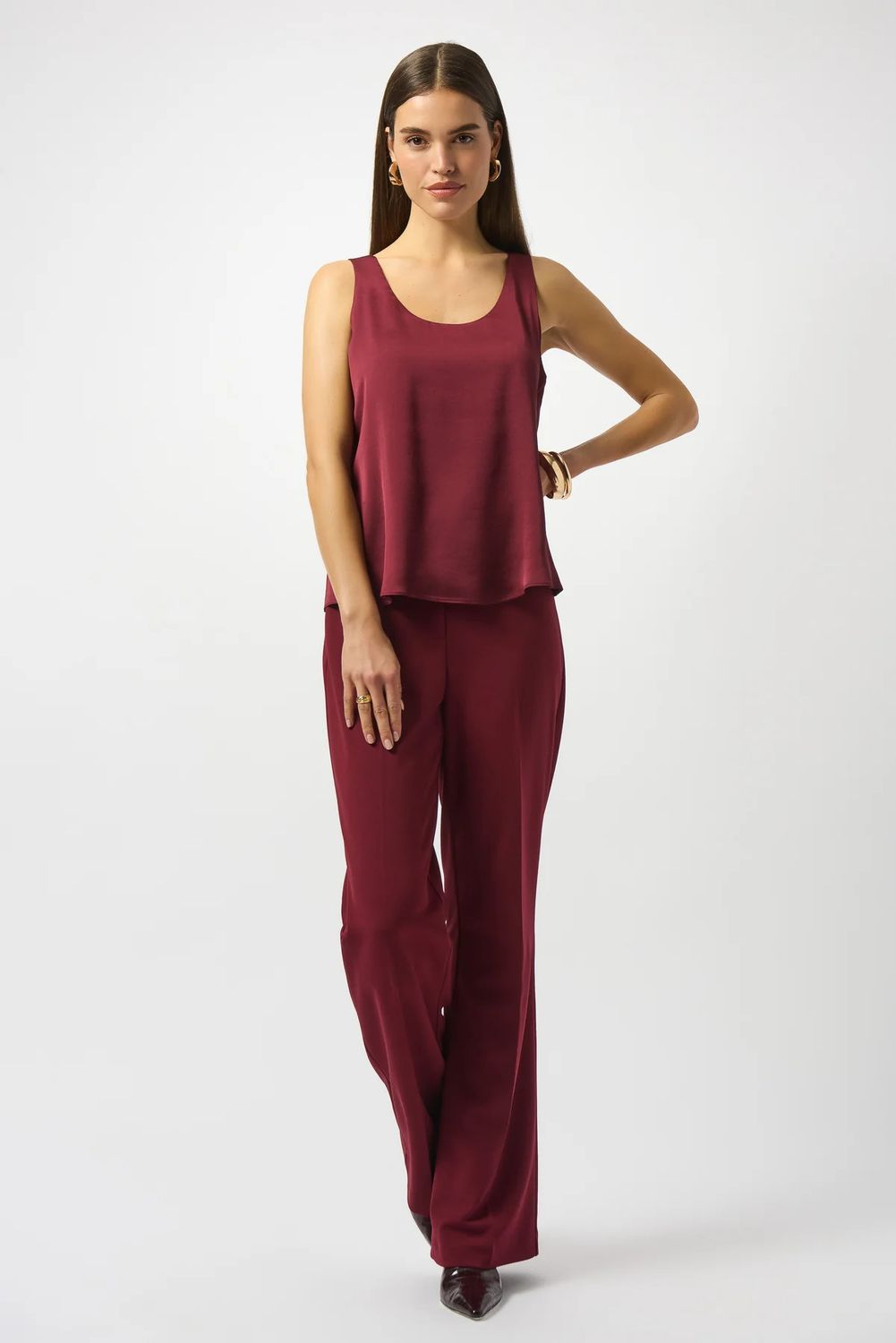 Sleeveless Scoop Neck Top, Color: Merlot, Size: 6
