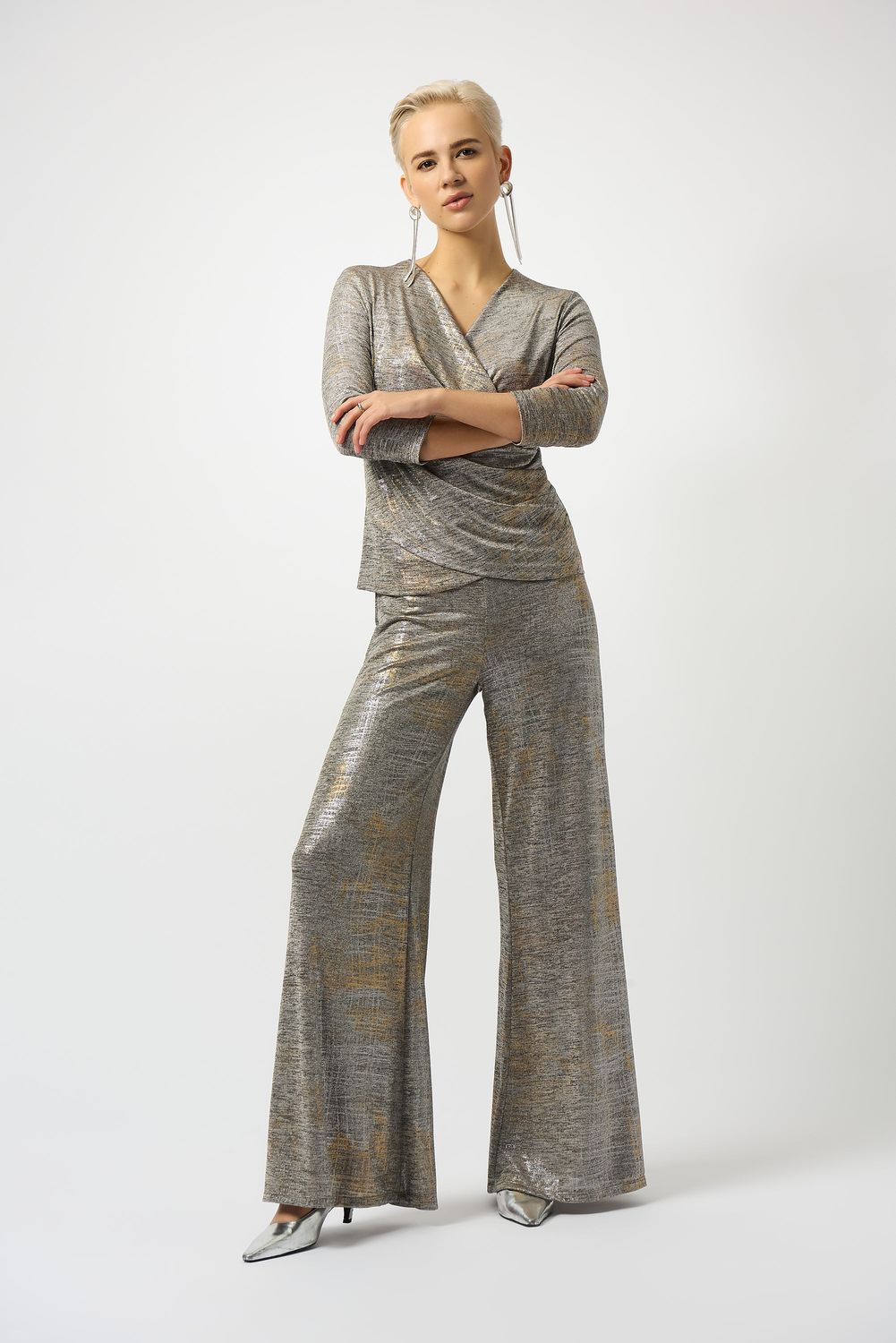 Glitter Foil High-waist Pant, Color: Glitter Beige, Size: 8