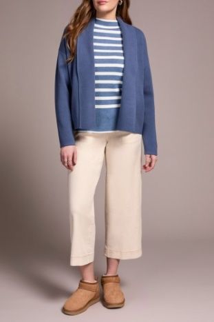 Long Sleeve Coatigan , Color: SlateBlue, Size: M