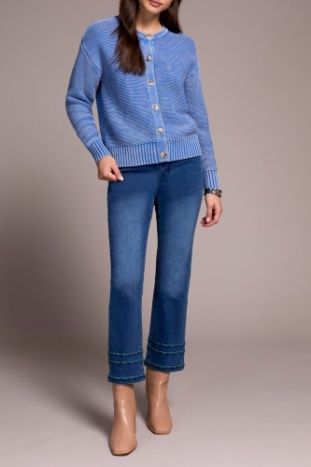 Button Up Crew Neck Cardi, Color: UltraBlue, Size: XS