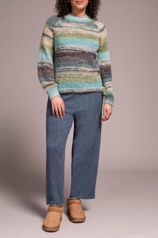 Cuff Sleeve Mock Neck Sweater , Color: AquaHaze, Size: S