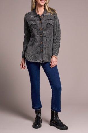 Sweater Shacket , Color: Black, Size: S