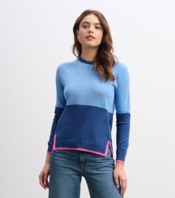 Olivia Colour Block Sweater , Color: Blue/Mix, Size: M
