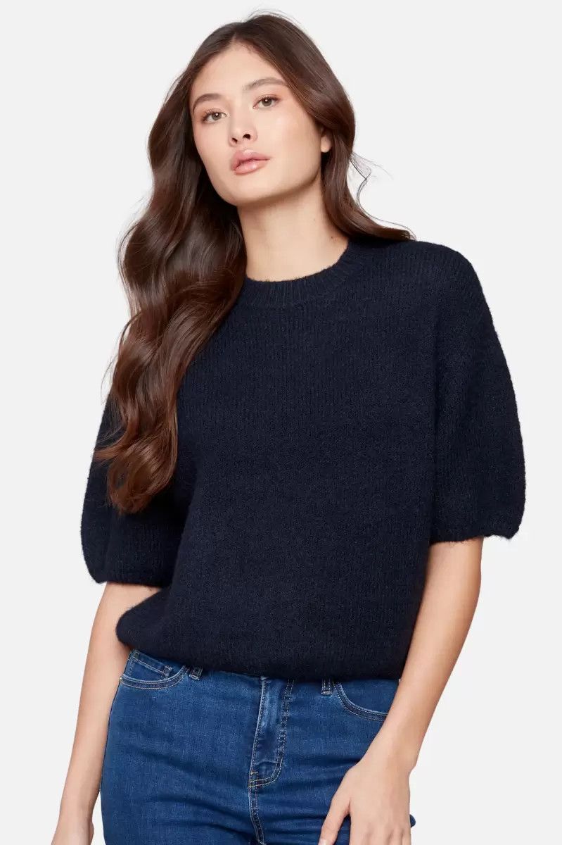 Puff Sleeve Plush Sweater, Color: Moonlight, Size: S