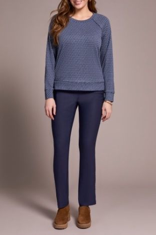 Crew Neck Raglan Top, Color: Sapphire, Size: S