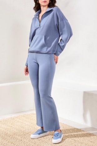 Half Zip Long Sleeve Sweater , Color: SlateBlue, Size: S