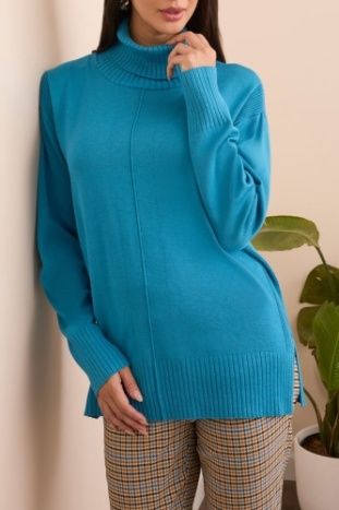 Textured Turtle Neck Sweater , Color: Celestial, Size: S