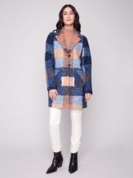 Boucle Knit Tailored Collar Coat , Color: Moonlight, Size: S
