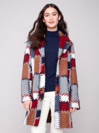 Crochet Patch Work Long Coat , Color: Palette, Size: S