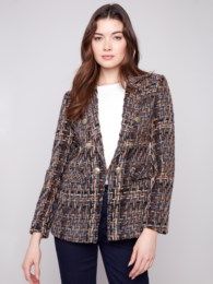 Chevron Tweed Blazer, Color: Autumn, Size: 12
