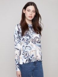 Printed Sweater W/ Side Buttons, Color: Rococo, Size: S