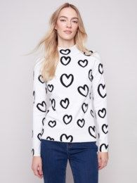 Reversible Heart Sweater , Color: White/ Black, Size: S