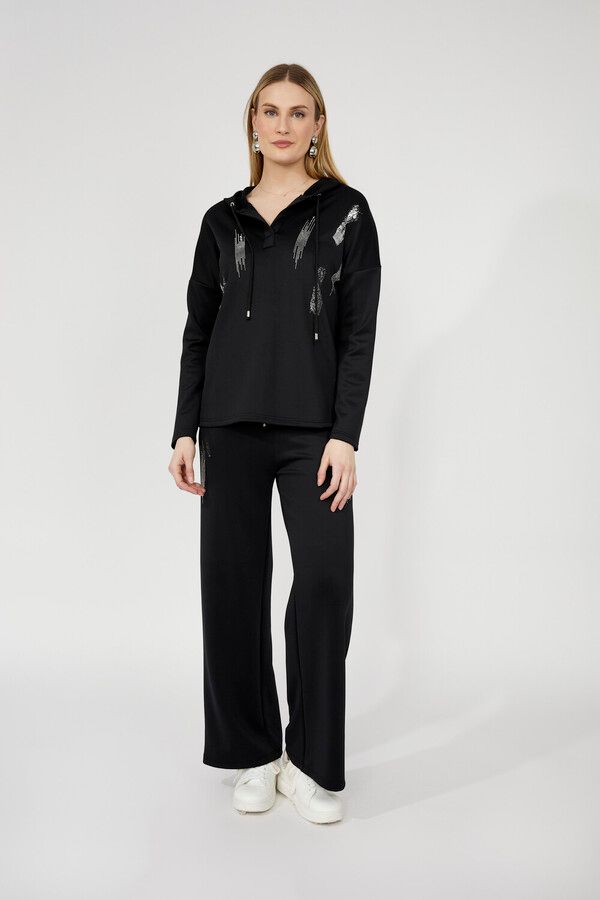 Elevated Knit Pant w/ Jewel Accents , Color: Black, Size: S