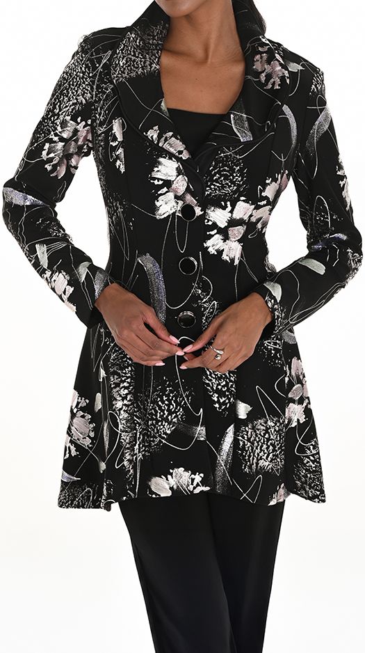 Metallic Print Peplum Jkt, Color: Black, Size: 12