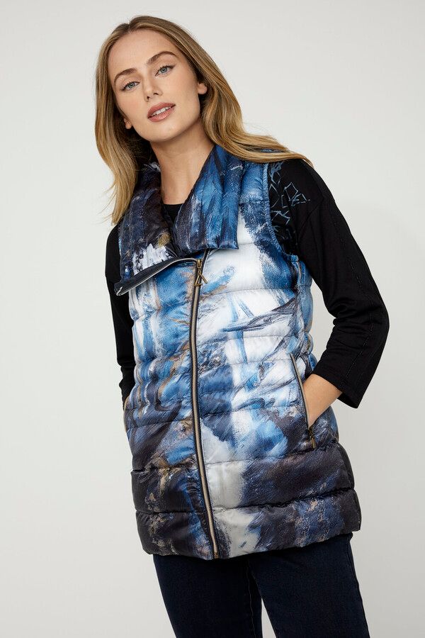 Asymmetric Long Sleeve Art Top, Color: The Storm, Size: L