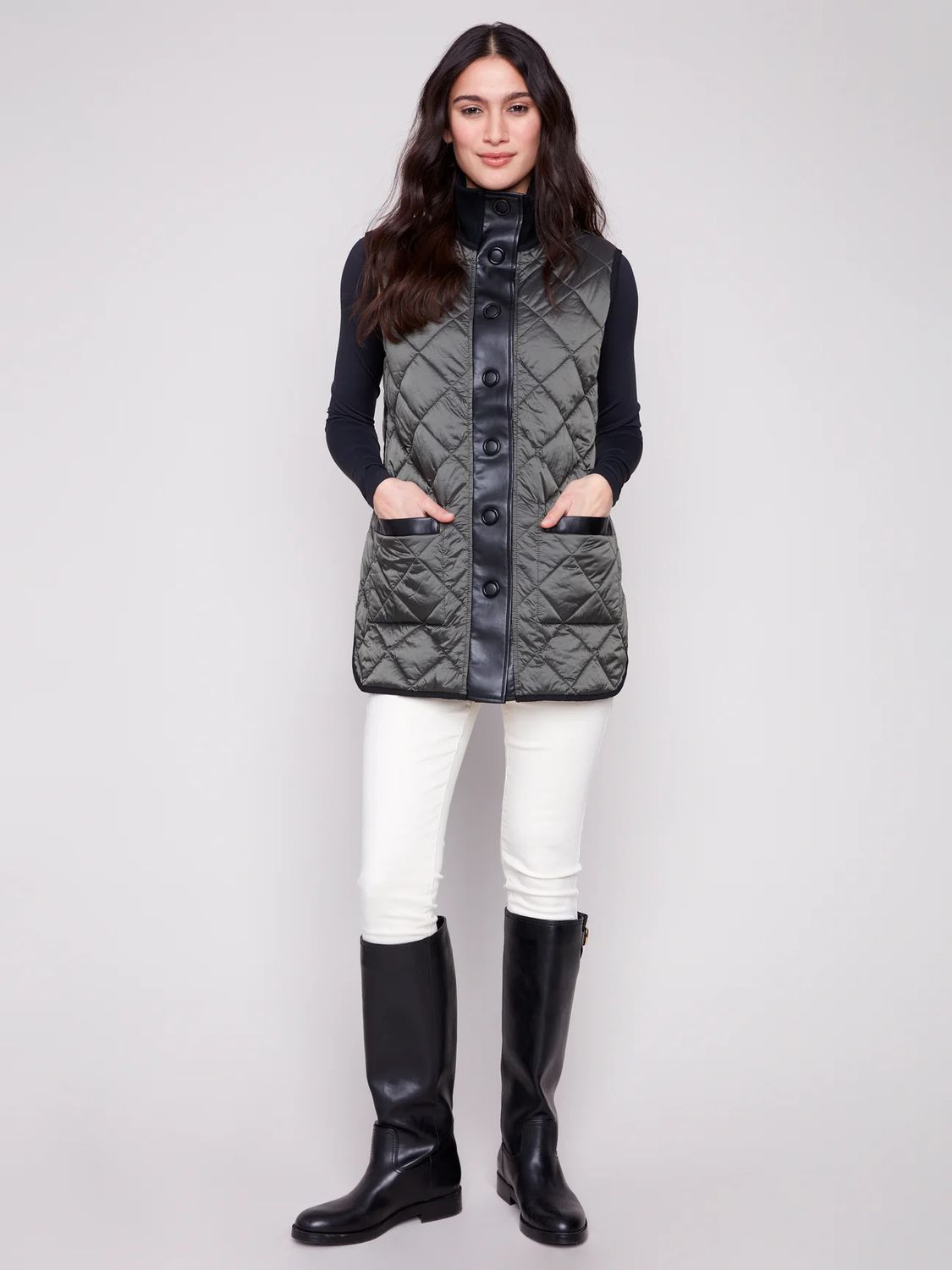 Iridescent Reversible Quilted Vest, Color: Spruce, Size: S