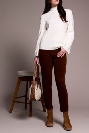 Funnel Neck L.S. Sweater, Color: Cream, Size: S