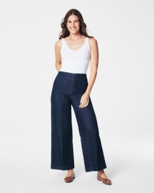 Everywear Zero Waistband Crop Wide Leg Jeans, Color: Raw Indigo, Size: S
