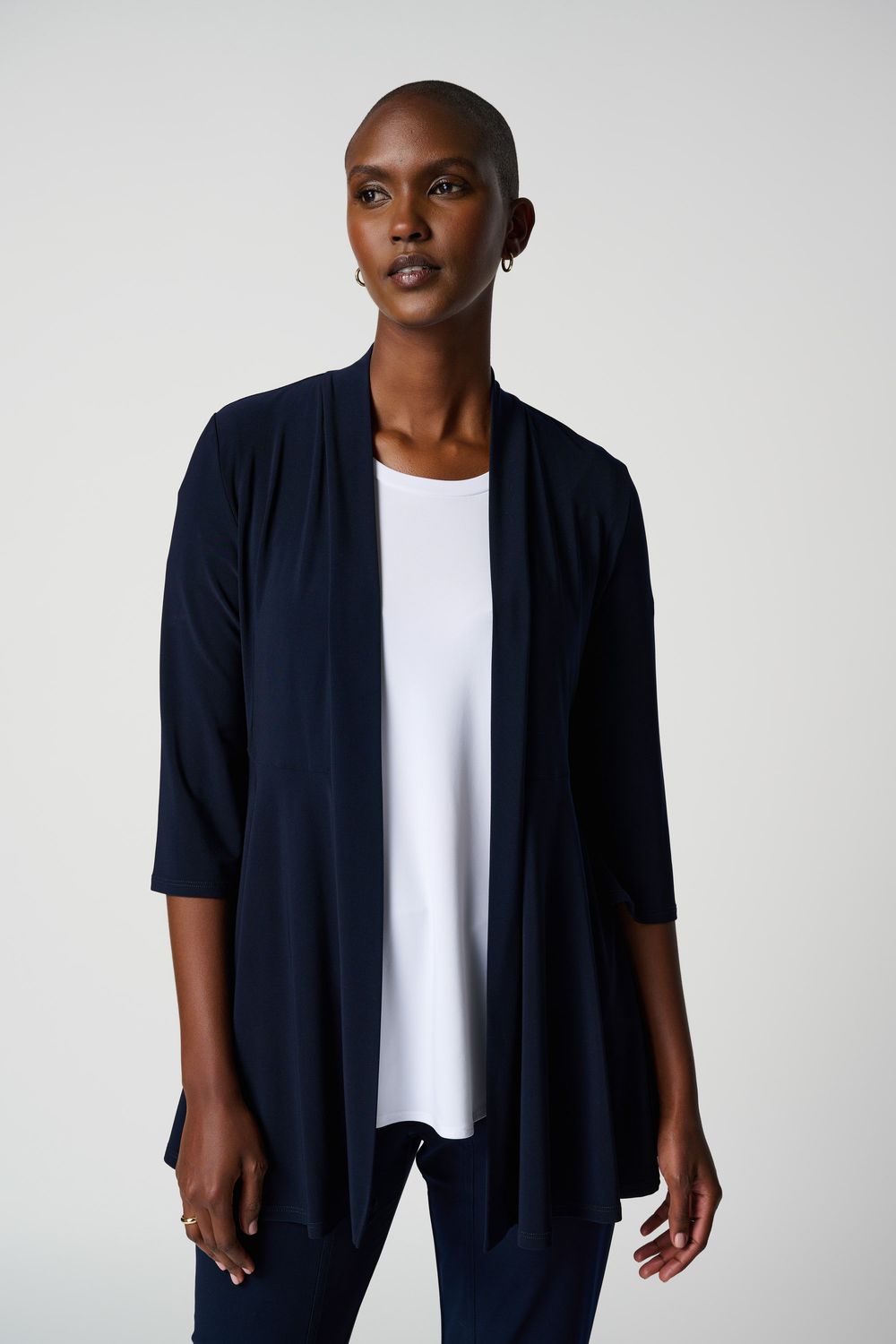 Open Front Back Pleat Blazer, Color: Mid-Night, Size: 12
