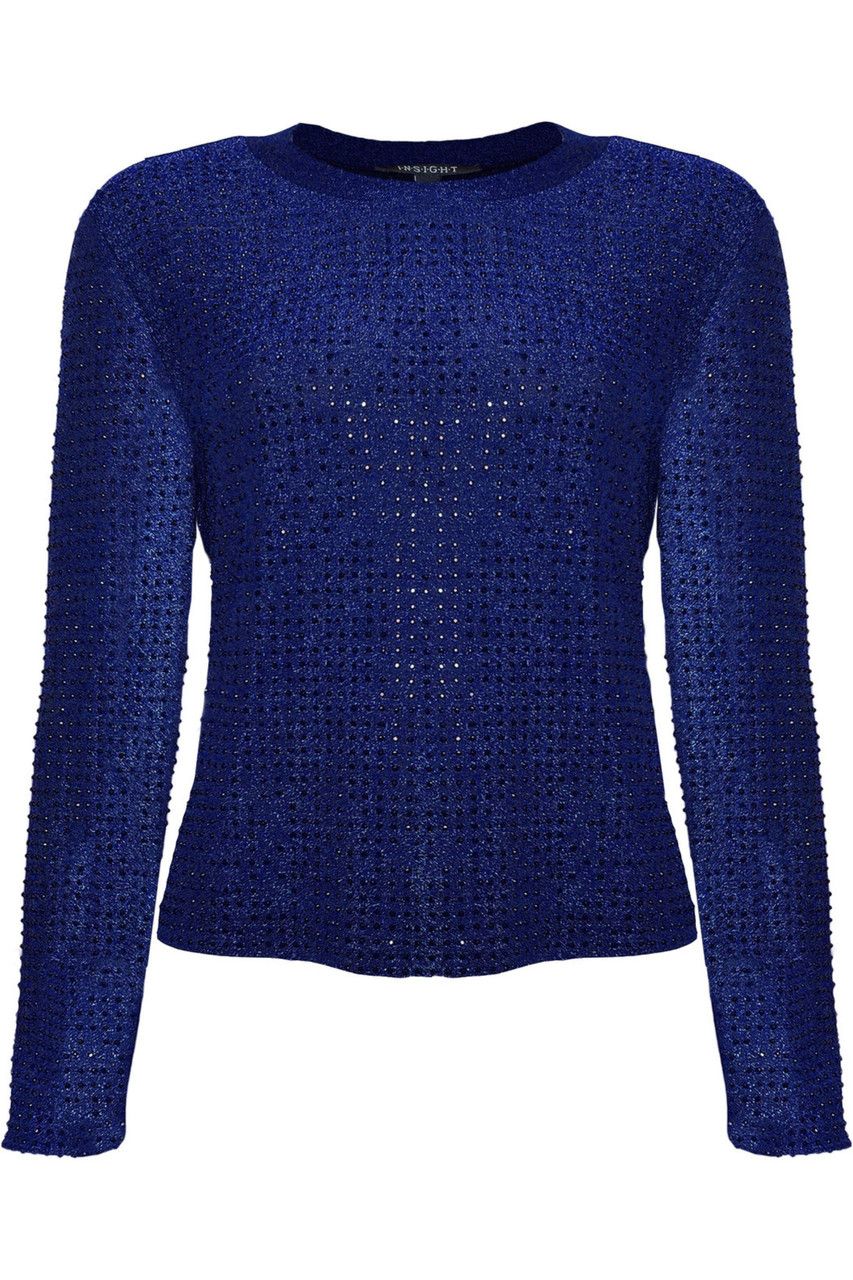 Metallic Stud Weaved Top, Color: Weaved Blue, Size: S